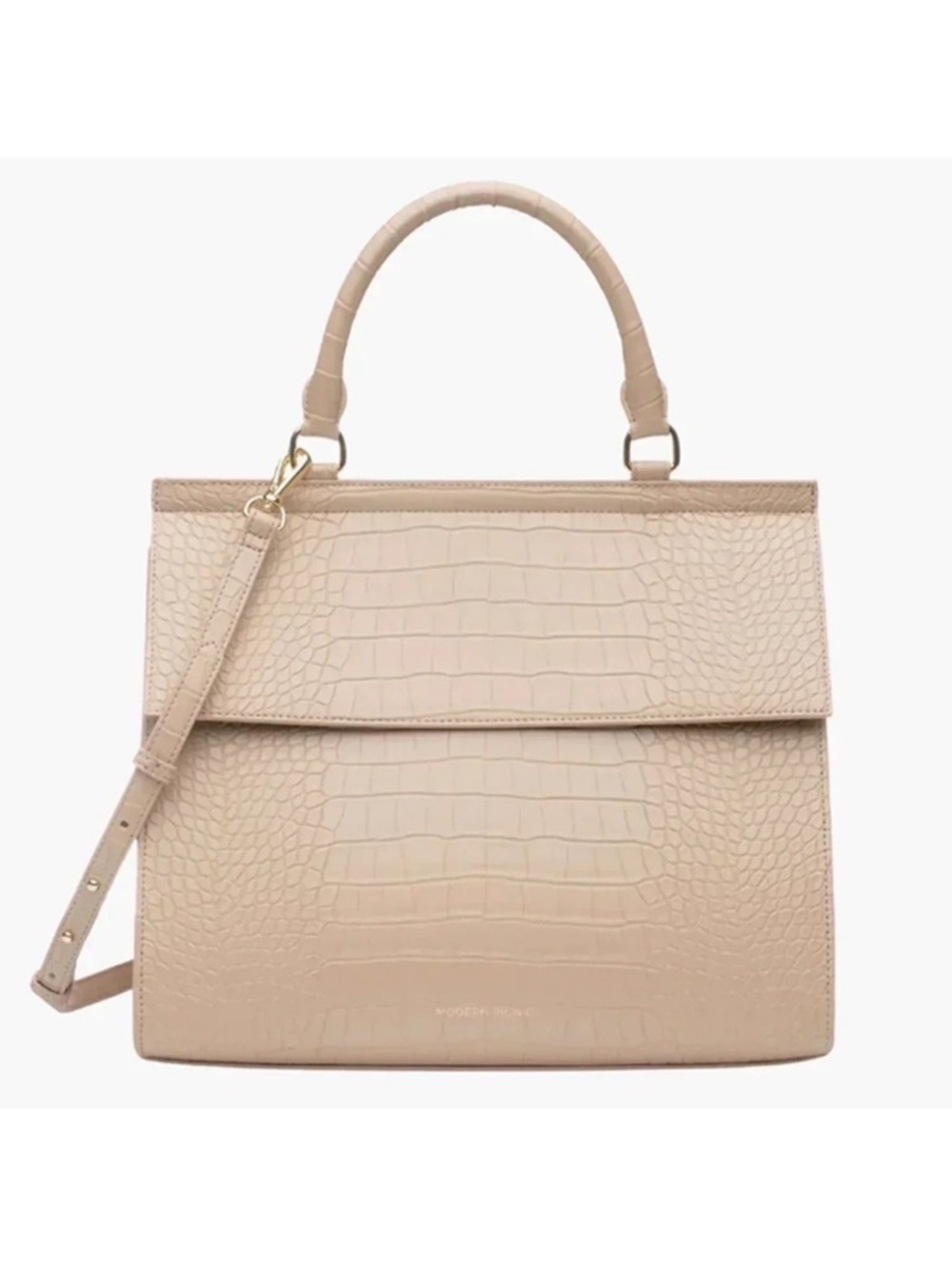 MODERN PICNIC ANTHROPOLOGIE New Large Luncher Vegan Croc Embossed Lunch Bag Faux